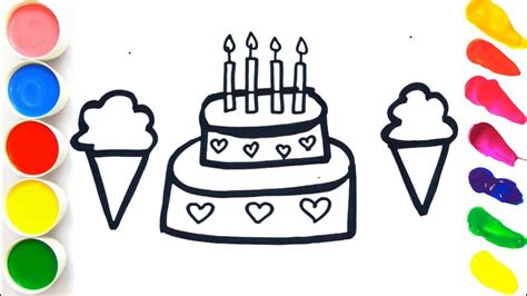How To Draw A Happy Birthday Cake Easy 🎂🎈coloring Drawing Step By Step