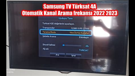 Samsung TV Türksat 4A Otomatik Kanal Arama frekansı 2022 2023 YouTube
