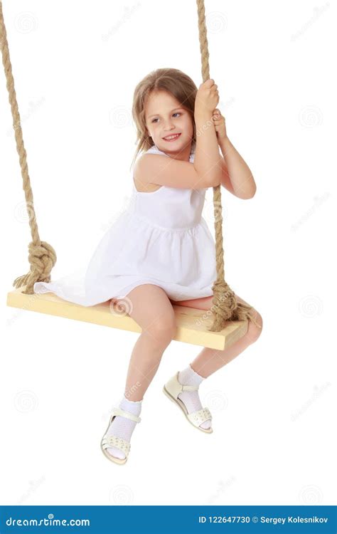 Little Girl Swinging On A Swing Stock Photo Image Of Activity Little