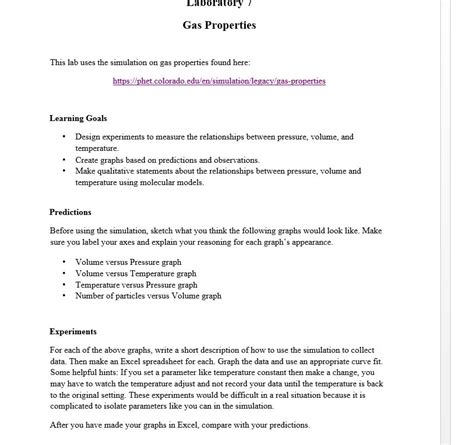 Chapter practice problems, heat capacity lab, calorimetry lab, hooke's law phet lab, masses and springs basics. Solved: This Lab Uses The Simulation On Gas Properties Fou ...