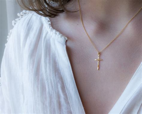 Simple Gold Cross Necklace Dainty Pendant Necklaces For Etsy Uk