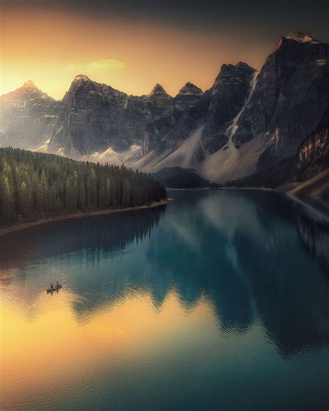 Golden Hour Over Moraine Lake Canadian Rockies Mostbeautiful