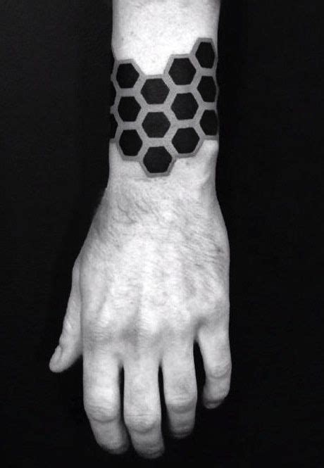 16 Elegant Wristband Tattoos Honeycomb Tattoo Arm Band Tattoo