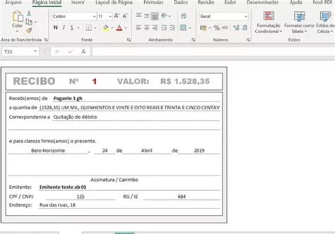 Planilha Para Emissão De Recibo à Venda Em Belo Horizonte Minas Gerais