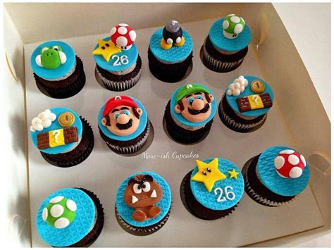 Buttercream frosting and fondant accents. Mario cupcaked | Super mario cupcakes, Birthday cupcakes, Mario bros cake