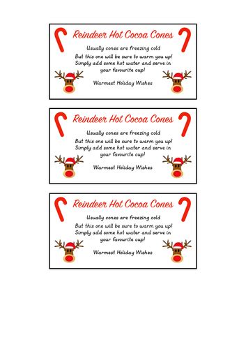 Reindeer Hot Chocolate Christmas T Labels Teaching Resources