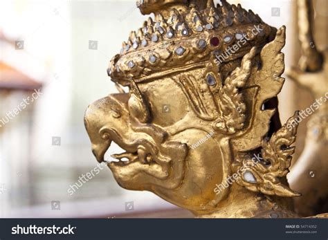 The Statue Garuda Fairy Tale Animal Of Thai Buddhist In The Temple Wall