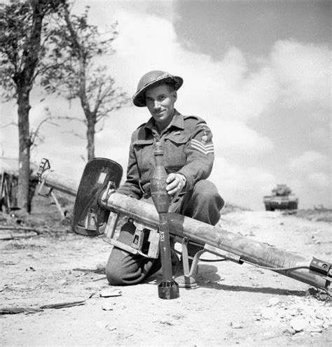 A Canadian Soldier With A Captured Panzerschrek Canadian Soldiers
