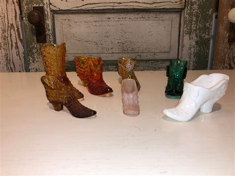Variety Of Vintage Glass Shoes Etsy