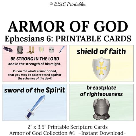 Armor Of God Scripture Cards C1 Instant Download Ephesians Etsy New