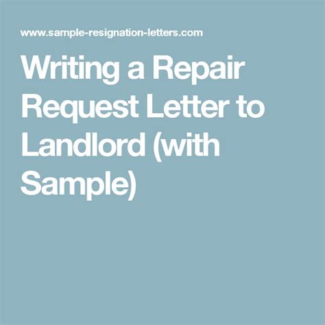 Sample Repair Request Letter To Landlord