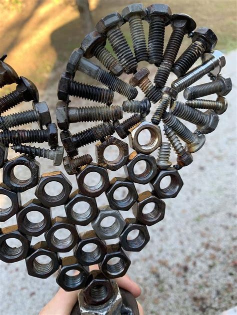 Heart Sculpture Made Of Welded Nuts And Bolts Etsy Metal Art Welded