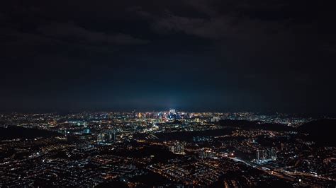 Night City Metropolis Buildings Lights Glow 4k Hd Wallpaper