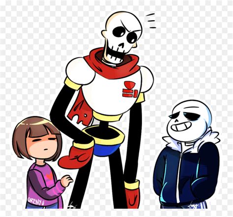 Frisk And By Undertale Papyrus Sans And Frisk Person Human People Hd Png Download Flyclipart