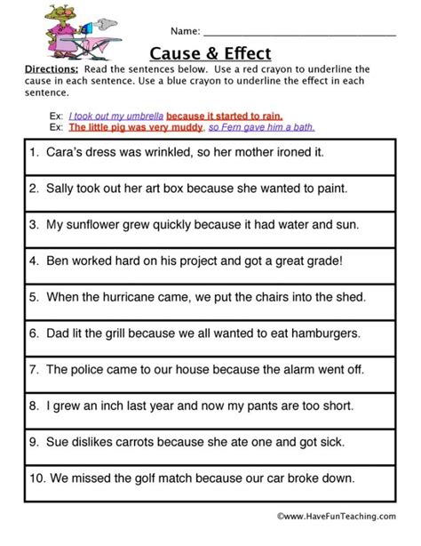 Identifying Cause And Effect Worksheets 99worksheets