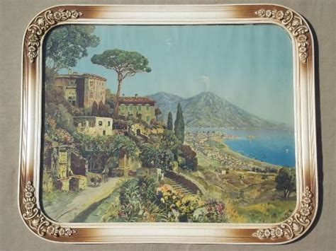 Antique Framed Print At Vesuvius Vintage Colored Print Bay Of Naples Italy