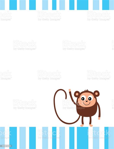 Cute Baby Monkey Greeting Card Vector Stock Illustration Download