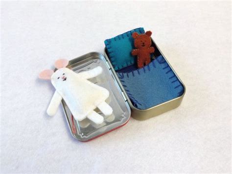 White Wee Mouse In Altoids Tin House With Blue By Earthymamagoods 19