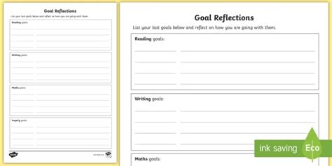 Student Led Conference Goal Reflection Sheet Teacher Made