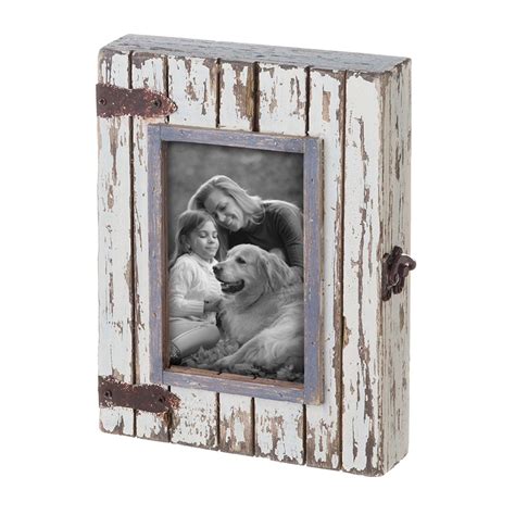 4x6 Rustic Wood Box Photo Frame White Plum And Post