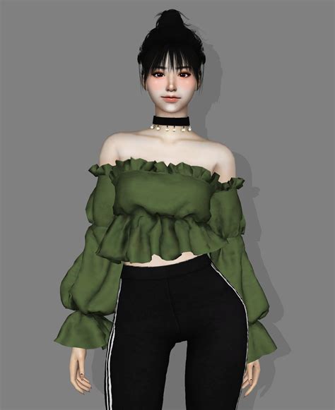 Sims 4 Ccs The Best Off Shoulder Low Hanging Top By The Secret Life