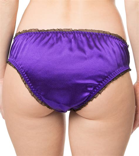 Cadbury Violet Satin Frilly Sissy Panties Bikini De Culotte Sous