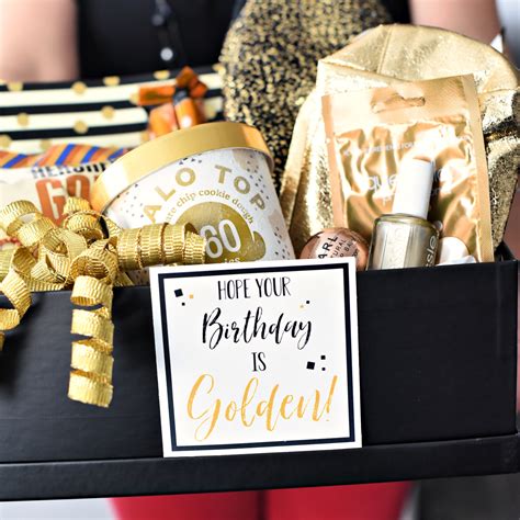 Celebrate her birthday in style with a unique birthday gift basket for her. Golden Birthday Gift Idea - Fun-Squared