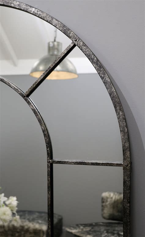 chicago crushed black industrial arched full length metal mirror 179cm x 100cm black mirror