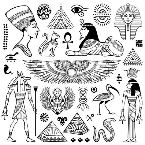 Set Of Vector Egypt Symbols Stock Vector Illustration Of Pyramid
