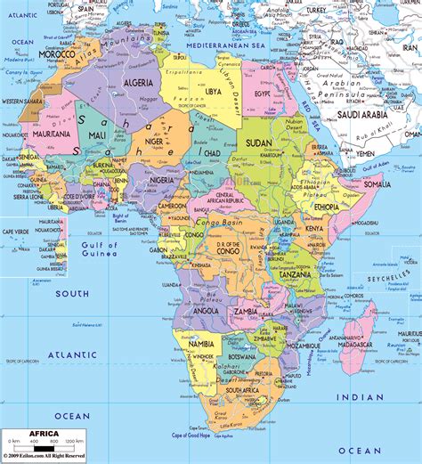 Detailed geography information for teachers, students and travelers. Large political map of Africa with major roads, capitals and major cities | Africa | Mapsland ...