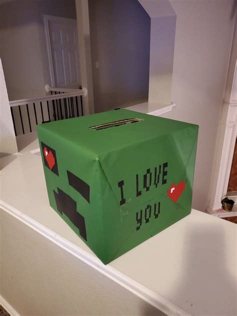 Minecraft Creeper Valentines Day Card Box Valentine Crafts