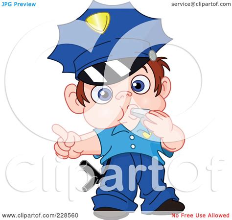 Royalty Free Rf Clipart Illustration Of A Little Police Boy Blowing A