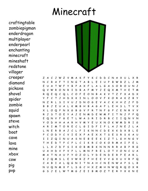 Minecraft Word Search For Kids