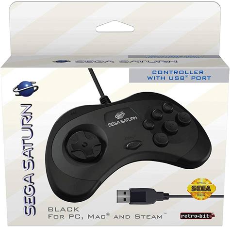 Retro Bit Sega Saturn 8 Button Arcade Pad Usb Black For Sega Mega