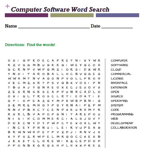 These science word search puzzles are all about biology. Computer Software Word Search | Computer science lessons ...