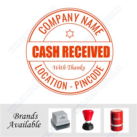 CASH RECEIVED Round stamp with company name 30mm, CASH RECEIVED Round stamp, CASH RECEIVEDStamp