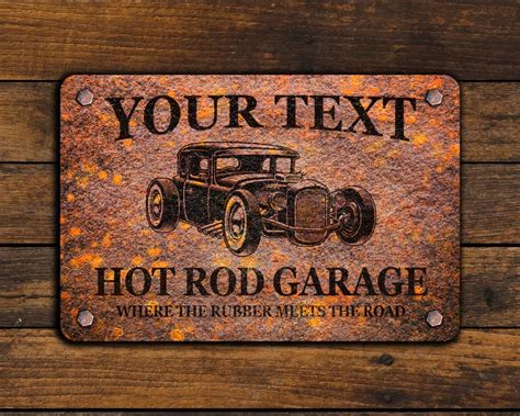 Custom Rusty Design Hot Rod Garage Metal Sign Etsy Uk