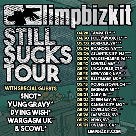 Limp Bizkit Still Sucks 2022 Tour Posterdates Rnumetal