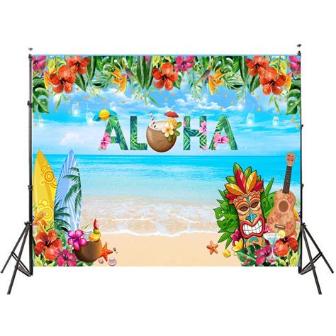 Aloha Luau Party Backdrop Tropical Hawaiian Beach Photography Etsy