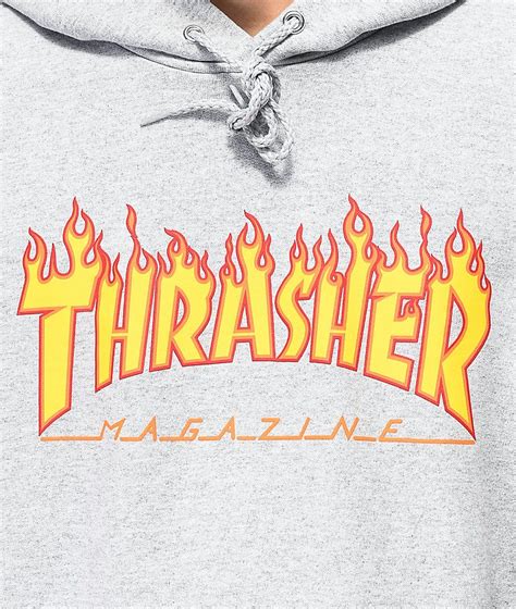 Thrasher Flame Logo Grey Hoodie Zumiez Thrasher Flame Thrasher Grey Hoodie