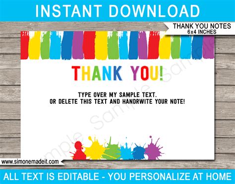 Birthday Thank You Notes Printable