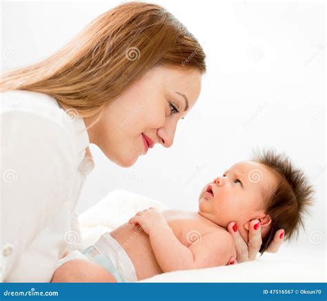 Happy Mother With Her Newborn Baby Stock Image Image Of Care