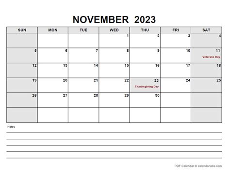 November 2023 Calendar Calendarlabs