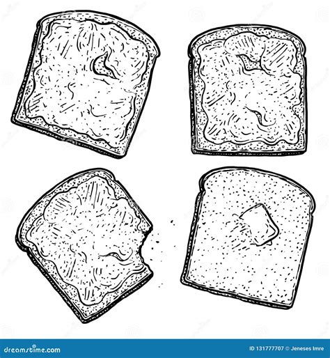 Toast Illustration Drawing Engraving Ink Line Art Vector Stock