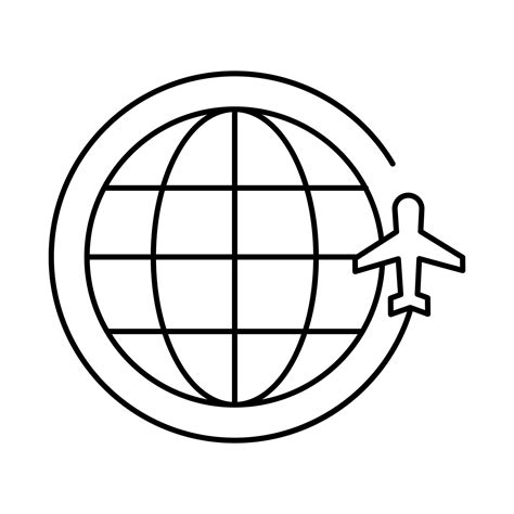 Sphere World Planet With Airplane Flying Around Line Style Icon 2482860