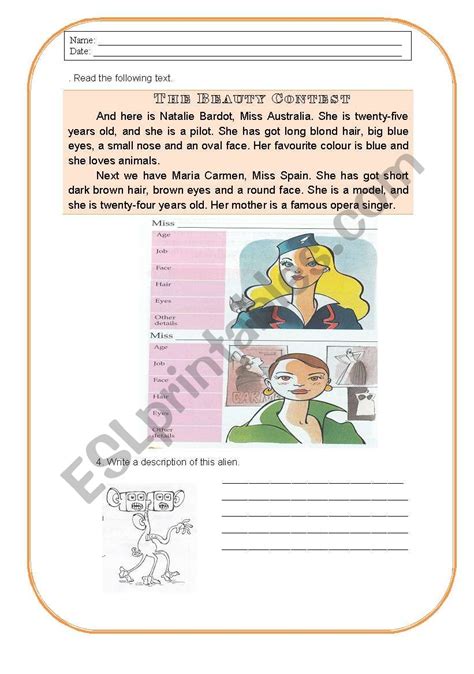 English Worksheets Beauty Contest
