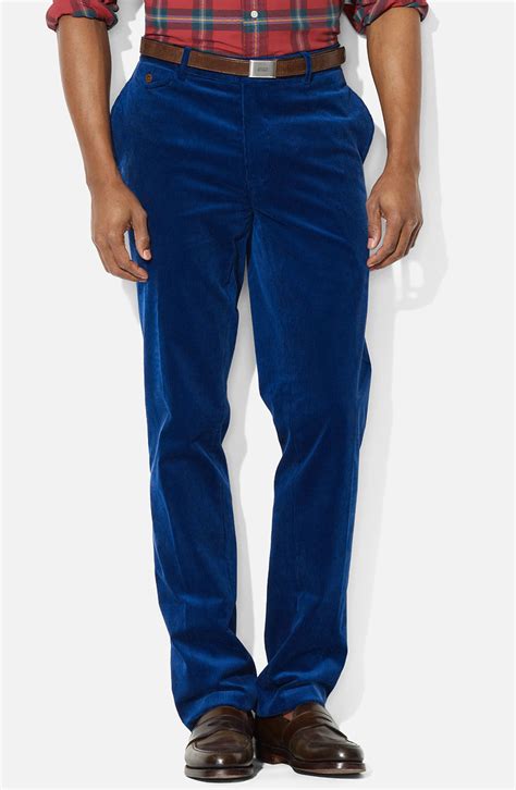 Polo Ralph Lauren Preston Flat Front Corduroy Pants In Blue For Men