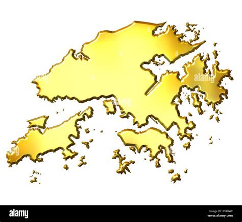 Hong Kong 3d Golden Map Isolated In White Stock Photo Alamy