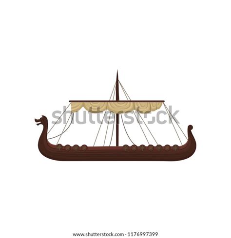 Ancient Viking Scandinavian Draccar Norman Ship Stock Vector Royalty