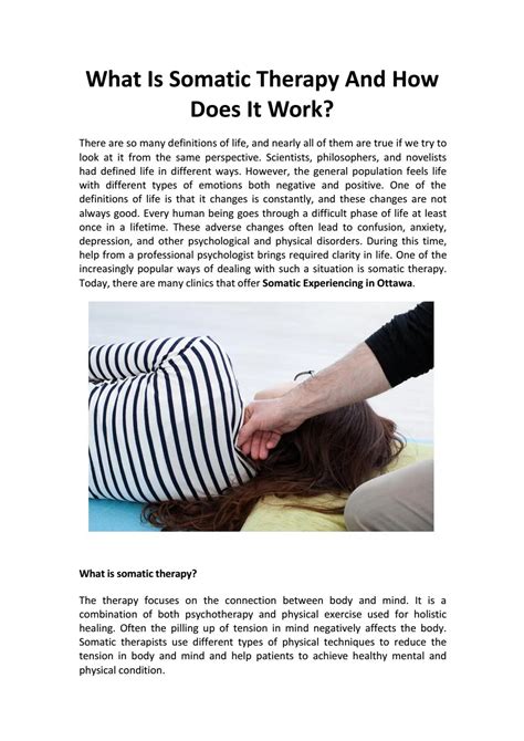 What Is Somatic Therapy And How Does It Work By The Ottawa Counselling And Psychotherapy Centre